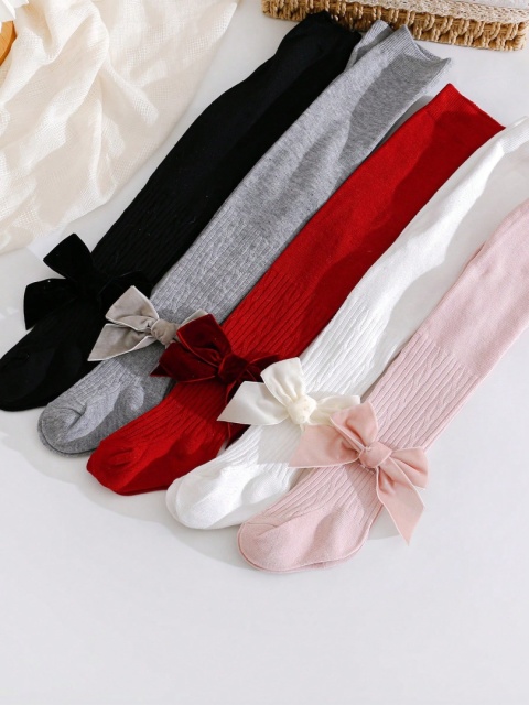 1 para legginsów z bocznym kokardką dla dziewczynek w wieku 1-3 lat, miękkie, elastyczne spodnie z bawełny dla niemowląt,