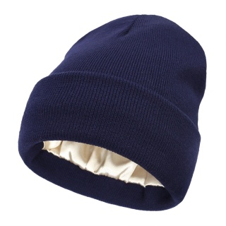 Unisexowa czapka beanie z satynową podszewką dla kobiet, zimowa czapka z jedwabną podszewką, luźna, ciepła,