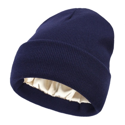 Unisexowa czapka beanie z satynową podszewką dla kobiet, zimowa czapka z jedwabną podszewką, luźna, ciepła,