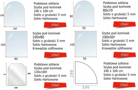 Podstawa szklana hartowana - szyba pod Piec lub Kominek 100x80 cm CZARNA Krak-Trans