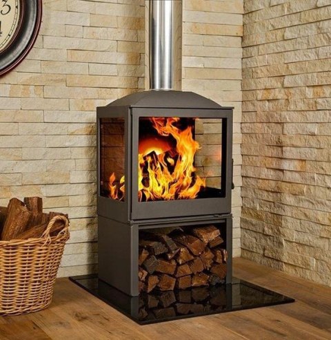 Podstawa szklana hartowana - szyba pod Piec lub Kominek 80x60 cm CZARNA Krak-Trans