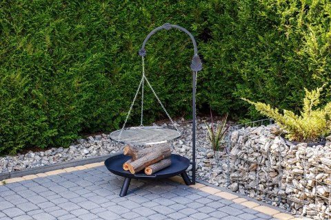 GRILL OGRODOWY na wysięgniku ŻURAW ruszt nierdzewny + palenisko + trójnóg AlfaStal Anna Kozik