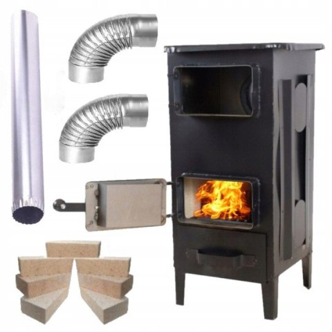 Piec Piecyk SZAMOTOWY Koza ARES + ZESTAW RUR ATEST POLSKA produkcja Owczarek