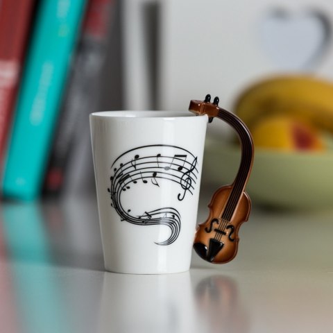 Kubek Muzyka - Skrzypce - elegancki prezent dla nauczyciela muzyki, muzyka