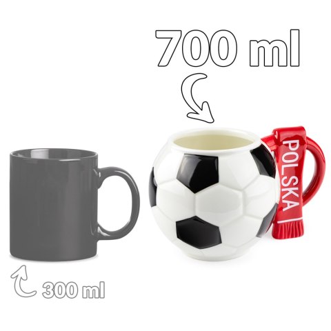 Kubek piłka z szalikiem - Polska - prezent dla piłkarza - XXL 700 ml
