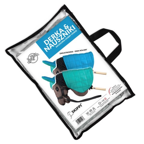 Derka dwustronna i nauszniki Skippi dla Hobby Horse - niebieska - zielona