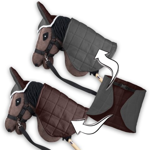 Zestaw Skippi - Hobby Horse Gniady - Derka i nauszniki - szary i brąz
