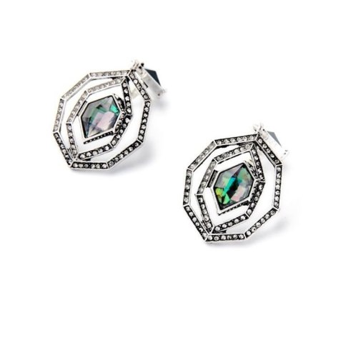 KOLCZYKI BLUE OPAL STONE WYSADZANE KRYSZTAŁKAMI