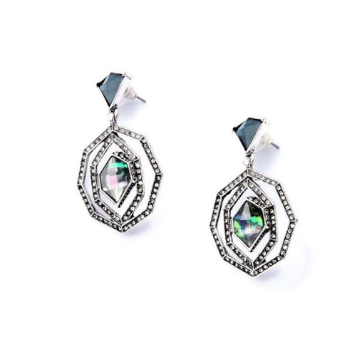 KOLCZYKI BLUE OPAL STONE WYSADZANE KRYSZTAŁKAMI