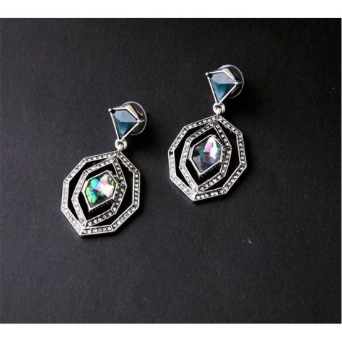 KOLCZYKI BLUE OPAL STONE WYSADZANE KRYSZTAŁKAMI