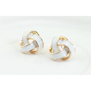 KOLCZYKI ZAWIJASY BIAŁE ZE ZŁOTEM K187