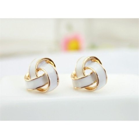 KOLCZYKI ZAWIJASY BIAŁE ZE ZŁOTEM K187