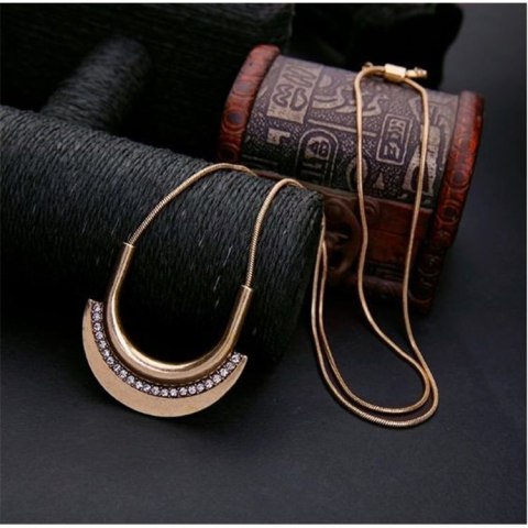 NASZYJNIK DŁUGI ŻYŁKA Z KRYSZTAŁKAMI STARE ZŁOTO N230