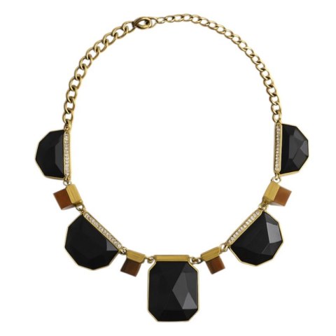 NASZYJNIK KOLIA CZARNA, ZŁOTA DUŻA N373