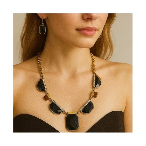 NASZYJNIK KOLIA CZARNA, ZŁOTA DUŻA N373