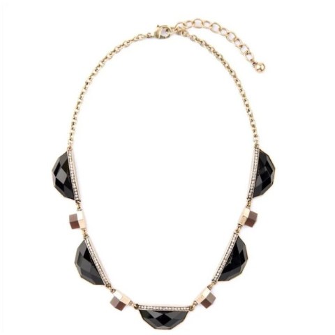 Naszyjnik Kolia czarny Kamień i złoto N573