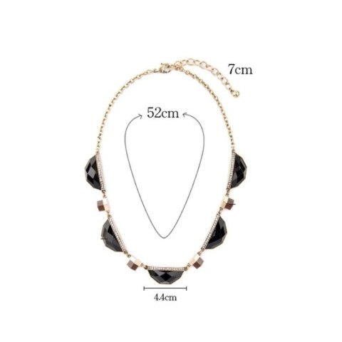 Naszyjnik Kolia czarny Kamień i złoto N573