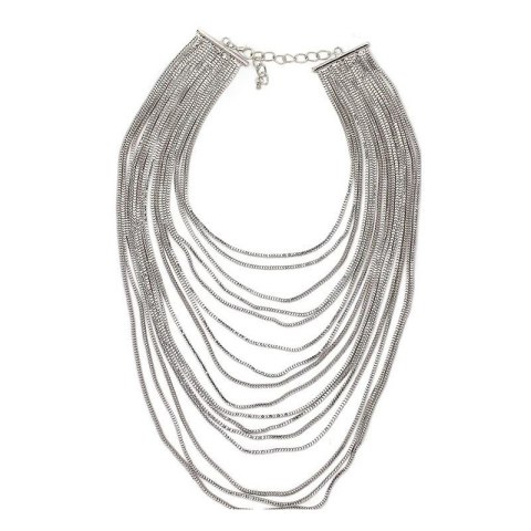 Naszyjnik długi łańcuchy srebrny, warstwowy i efektowny N175