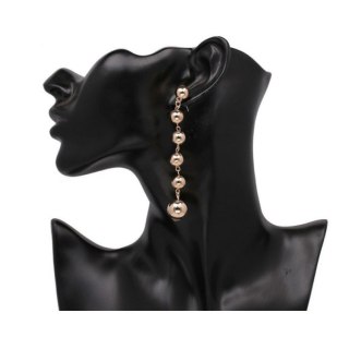 KOLCZYKI DŁUGIE KORALIKI ZŁOTE K638Z