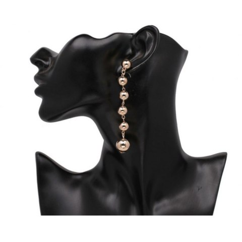 KOLCZYKI DŁUGIE KORALIKI ZŁOTE K638Z