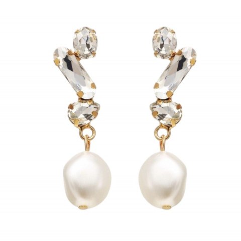 Kolczyki wiszące perły kryształ K1163