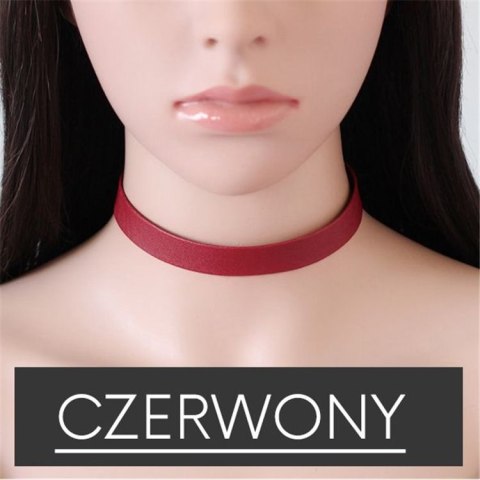 NASZYJNIK CHOKER SKÓRZANY - CZERWONY N480CZE