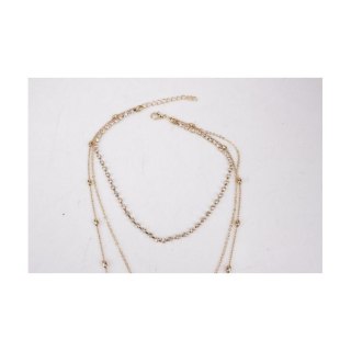 NASZYJNIK CHOKER TRZYCZĘŚCIOWY Z PEREŁKĄ I KRYSZTAŁKAMI N546