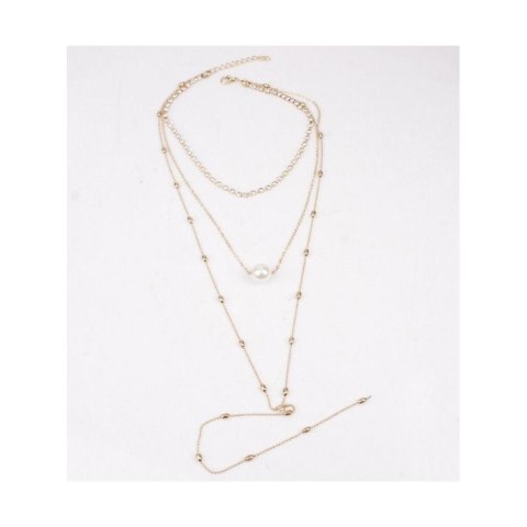 NASZYJNIK CHOKER TRZYCZĘŚCIOWY Z PEREŁKĄ I KRYSZTAŁKAMI N546