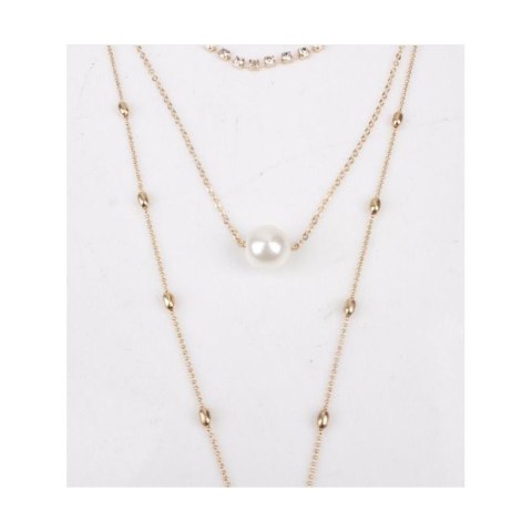 NASZYJNIK CHOKER TRZYCZĘŚCIOWY Z PEREŁKĄ I KRYSZTAŁKAMI N546