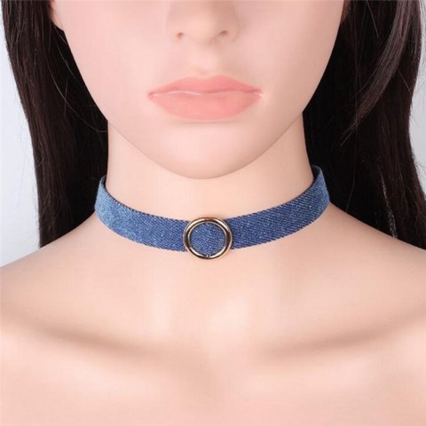 NASZYJNIK DENIM CHOKER Z KÓŁECZKIEM - N470