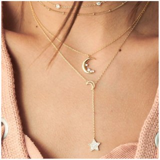 Naszyjnik multi księzyc gwiazdka złoty N656N