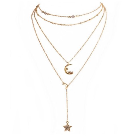 Naszyjnik multi księzyc gwiazdka złoty N656N