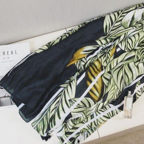 SZAL CHUSTA Print ZIELEŃ Bawełna SZALS37