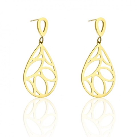 Kolczyki stal chirurgiczna złote ażurowe listki sztyft KST1811