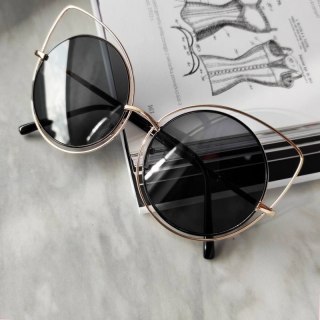 OKULARY LUSTRZANE KOCIE OCZY - CZARNE OK86WZ2