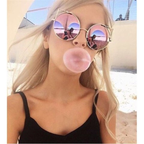 OKULARY LUSTRZANE KOCIE OCZY - CZARNE OK86WZ2