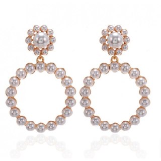 KOLCZYKI wiszące OVAL PEREŁKI K1603