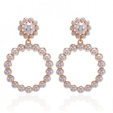 KOLCZYKI wiszące OVAL PEREŁKI K1603