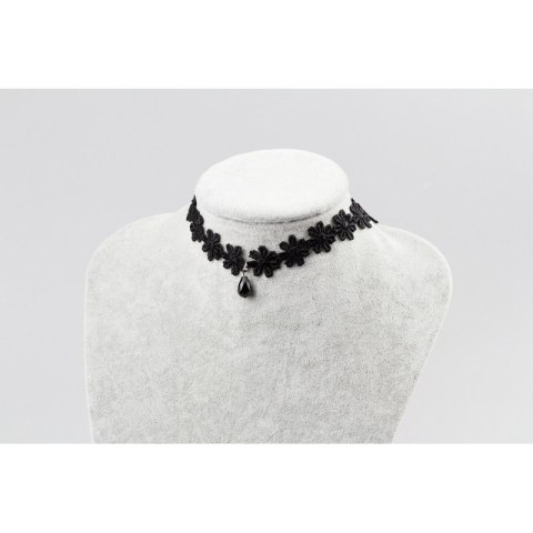 Naszyjnik czarny choker kwiatuszki z przywieszką N283