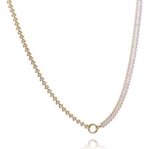 Naszyjnik stal szlachetna pozłacana 14k złotem NST1571B