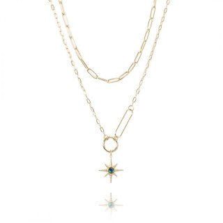 Naszyjnik stal szlachetna pozłacana 14k złotem NST1523