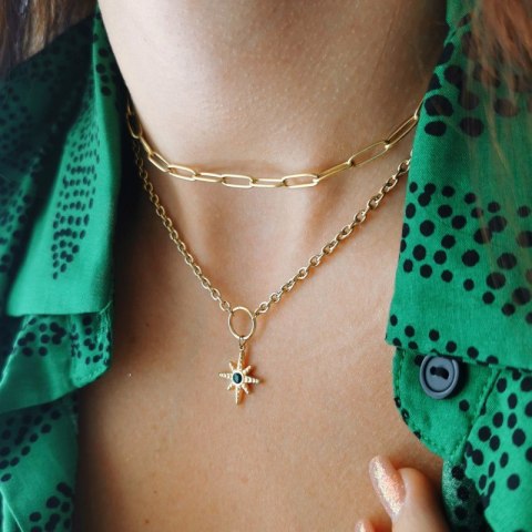 Naszyjnik stal szlachetna pozłacana 14k złotem NST1523