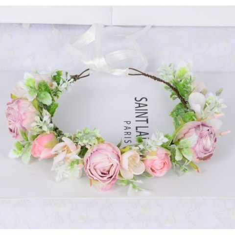 Wianek, opaska do włosów z kwiatów, delikatny wianuszek BOHO W103