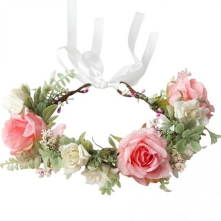 Wianek, opaska do włosów z kwiatów, delikatny wianuszek BOHO W95