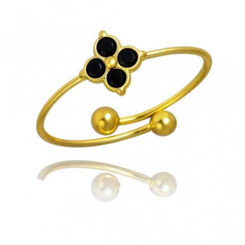 Pierścionek stal szlachetna platerowana 14k złotem, 5mm PST902CZ