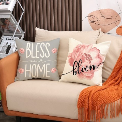 Poszewka na poduszkę 45 x 45 cm motyw wiosenny BOHO POD131