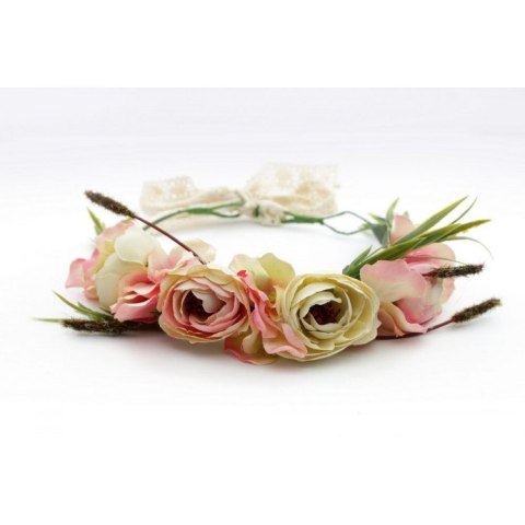 Wianek, opaska do włosów z kwiatów, delikatny wianuszek BOHO W58R