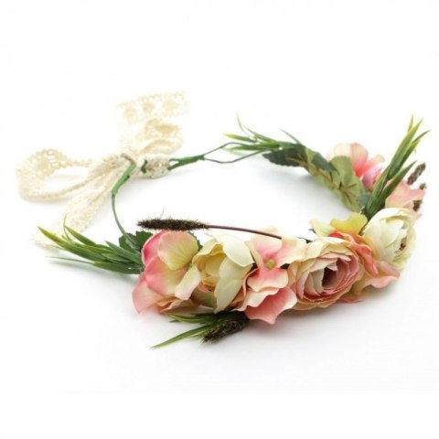 Wianek, opaska do włosów z kwiatów, delikatny wianuszek BOHO W58R