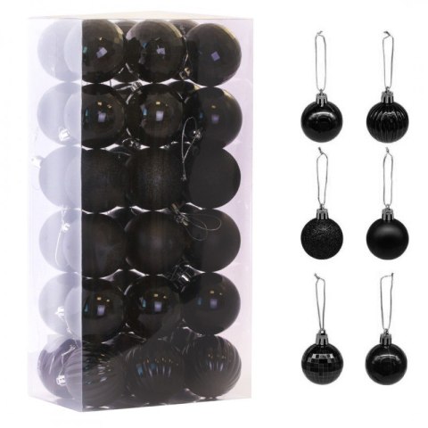 Komplet bombek 36szt w opakowaniu czarne 5,5cm, bombki na choinkę BSN08WZ3