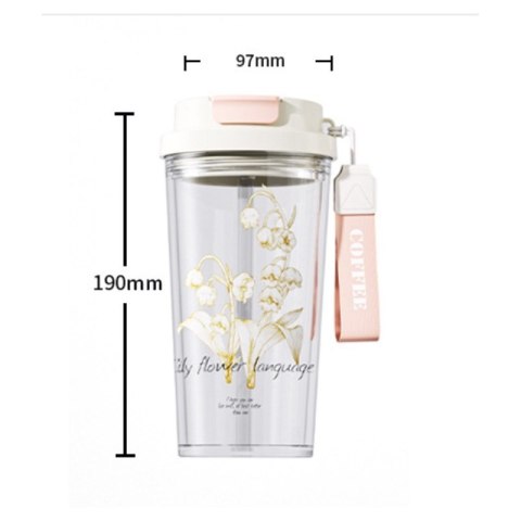 Kubek, butelka na wodę ze słomką i ustnikiem 550 ML BD29